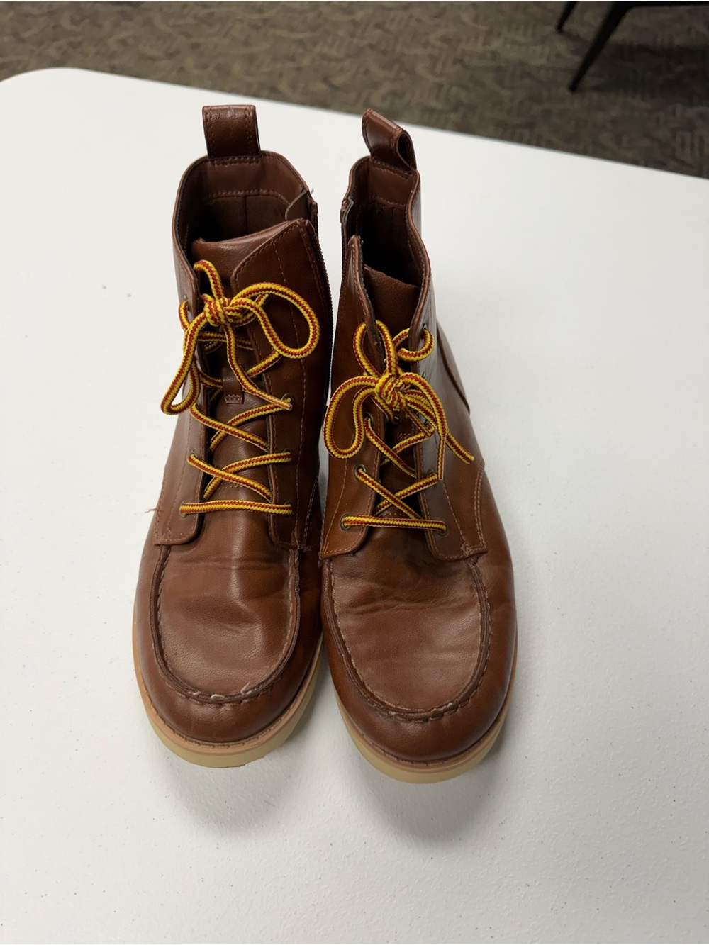 Cat & Jack Lace Up Leather Brown Boots size 6